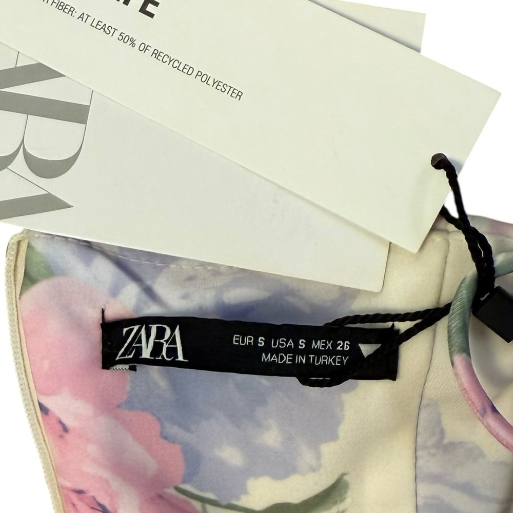 New Zara Blogger Favorite Floral Corset Style Dress Corsetry Inspired Mini Dress - Picture 3 of 9